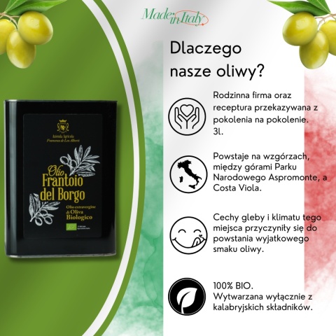 Bio oliwa z oliwek 3L z certyfikatem