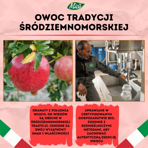 Sok z Granatu 750ml, prosto z Kalabrii, Eko plantacja MICO