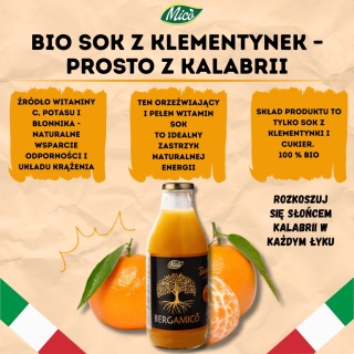 Sok Klementynka 750ml , prosto z Kalabrii, Eko plantacja MICO
