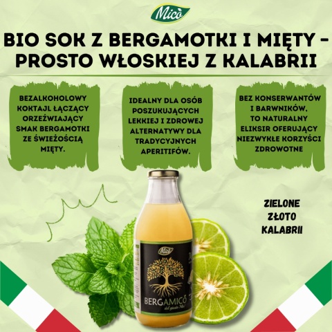 Sok Moitwa - Bergamotka z miętą 750ml, prosto z Kalabrii