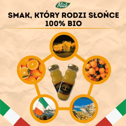 Sok pomarańczowy 200ml , prosto z Kalabrii, Eko plantacja MICO