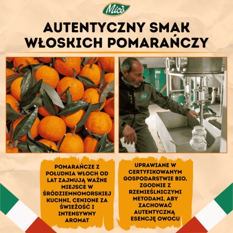 Sok pomarańczowy 200ml , prosto z Kalabrii, Eko plantacja MICO