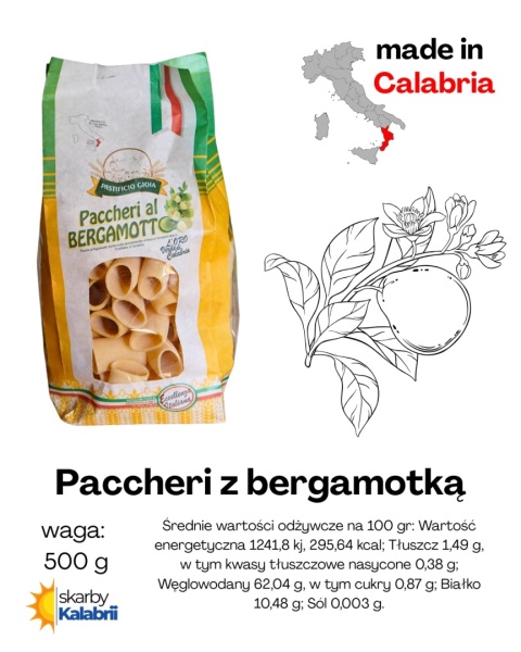 Makaron Paccheri z bergamotką 500gr