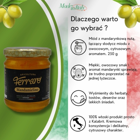 Miód wielokwiatowy z mandarynką 250g