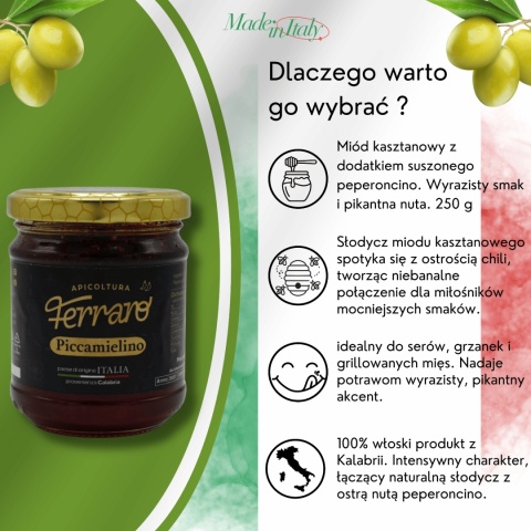 Miód z kwiatu kasztana z papryczką chilli 250g